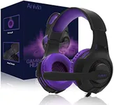 Anivia Computer Wired Over Ear Headphones Updated AH68 Stereo Surround Sound Headsets Gaming Headset with HD Mic, Volume Control, Noise Isolating, Bass, 3.5mm Audio-Jack for Multi-Platforms, Purple
