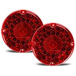 Partsam 2Pcs 7" Round Transit Tail Lights Red 36 LED, 7 Inch Red Bus LED Light Round Truck Tail STT Stop Brake Turn Lights [Built-in Reflex Lens] Trailer Truck Taillight with Weathertight Gasket