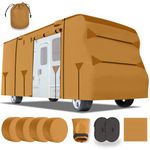 Lanceton 20-23 Ft Class C RV Cover Package Premium Heavy-Duty Waterproof Windproof Anti-UV Breathable Fabric Including 4 Tire Covers and 4 Sharp Edge Covers 2 Secure Straps