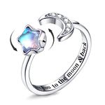 MILACOLATO Fidget Ring for Women Kids Girls Anxiety Rings Open Adjustable Silver Sunflower Opal Moonstone Star Moon Snow Lotus Spinner Mood Rings Knuckle Rings Jewellery Starmoonstone