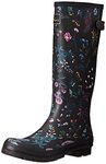 Joules Women's Welly Print Rain Boot,Black Botanical,8 UK