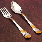 Parage 12 Pieces Stainless Steel 24k Golden Spoon & Fork Set, 16cm Each, Premium Cutlery Set for Home & Kitchen, 24 Karat Gold Plated Flatware, Dining (6 Dinner Spoons & 6 Dinner Forks)