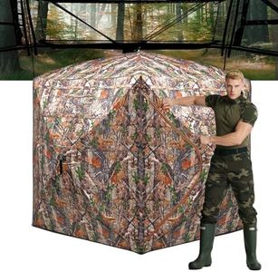 FUNHORUN Hunting Blind 360 Degree See Through Ground Blind，2/3 Person 300D Soft Material Pop-Up Camouflage Tent，Easy-Fold Portable Concealed Shelter with Carrying Bag