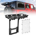 YZONA for Jeep Wrangler JK Rear Cargo Basket on OE Tailgate Compatible with 2007-2018 Jeep Wrangler JK & JKU Unlimited 2/4 Door, Spare Tire Cargo Rack, Luggage Storage Carrier (Bolt-On)