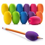 Special Supplies Egg Pen-Pencil Grips for Kids and Adults Colorful, Cushioned Holders for Handwriting, Drawing, Coloring - Ergonomic Right or Left-Handed Use - Reusable (12-Pack)