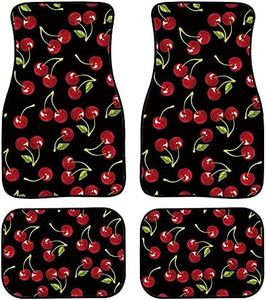 Aoopistc Cute Cherry Car Floor Mats 4 Packs Non-Slip Auto Interior Foot Mats Durable Auto Floor Mat Universal Fit SUV Cars Trucks Sedan