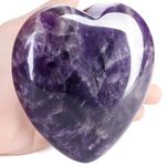 DUQGUHO 60mm Amethyst Crystals Large Heart Crystals and Healing Crystals Heart Love Shaped Stone Palm Pocket Witchcraft Reiki Energy Balance Crystals Birthday Gift For Women Men