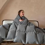 SWITTE Luxury Goose Feather Down Comforter King Size Duvet Insert,All Season Down Duvet King Size,Ultra-Soft Down Proof 100% Organic Cotton with 8 Corner Tabs,Baffle Box Design,Oeko TEX Certified