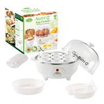 Quest Nutri-Q 34360 Egg Cooker / Boil Up To 7 Eggs At Once / Comes Complete With Poaching & Omelette Trays / Stainless Steel Finish