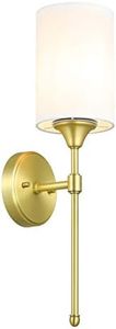 XiNBEi Lighting Wall Sconce Lighting, Vintage 1 Light Bathroom Sconce Vanity Light with Fabric Shade Satin Brass Finish for Corridor Bedroom & Living Room XB-W1260-SB