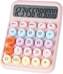 DANRONG Mechanical Switch Calculator with Big Buttons, Calculators Desktop, 12 Digits, Large LCD Display, Desk Calculator, Cute Pink Calculator for Teachers Students Basic Office (Pink)