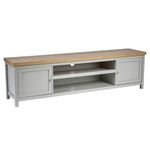 Home Source TV Stand Media Cabinet, Television Entertainment Unit, Oak Effect, Grey, 180cm, MDF