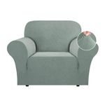 Turquoize Stretch Couch Cover Sofa Cover Chair Covers for Living Room Chair Slipcover with Arms Non Slip Arm Chair Cover Jacquard Pet Friendly Chair Furniture Protector (Armchair, Dark Cyan)