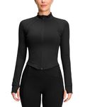 QUEENIEKE Workout Jacket for Women Lightweight Zip Up Yoga Running Athletic Jacket With Thumb Holes Size M Color Black