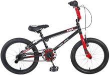 Zombie Plague Kids 18" BMX Bike | Boys Girls Freestyle BMX Bicycle with 360 Bar Spin & Stunt Pegs | Black/Red | Ages 7+
