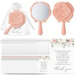 Wenqik 24 Sets Bridal Shower Party Favors for Guests Rose Design Mirrors Plastic Compact Mirrors Bridal Thank You Cards with Organza Bags Wedding Party Gifts Bridal Party Supplies