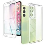 XCYYOO Cover Samsung Galaxy A24 Case 360 Degrees Transparent Silicone Samsung Galaxy A24 Case Integrated Screen Protector Rugged Double-Sided Bumper Case Shockproof