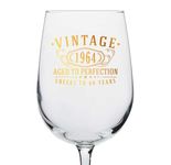 Vintage 1964 Gold Printed 16oz Stemmed Wine Glass – Happy 60th Birthday Gifts Women Men, Cheers to 60 Years, Turning 60 Woman Decorations Decor, Anniversary Bday Party Favors, Gift Ideas Her 1.0