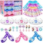 Princess Dress Up for Girls, Dress Up Clothes for Girls with Princess Shoes, Toddler Girls Jewelry Boutique, Pretend Play Gifts for Little Girls Aged 3-6 Years Old