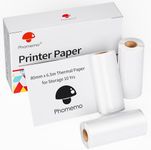 Phomemo White Thermal Paper 3.14'' (80mm) x 6.5m Compatible with M832/M833/M834/M835/M03/M04S/M04AS, for DIY Projects, Photo, Lists, Study Notes, Black on White, Diameter 1.1" (28mm), 3 Rolls