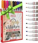 Inked Inspired Temporary Tattoo Markers For Skin - Temporary Tattoo Pens With Stencils - Skin and Body Markers - Better Than Henna Tattoo Kit - Dual-Tip Ink Set of 10