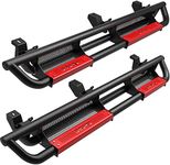 oEdRo 6 inch Running Boards Compatible with 2007-2018 Jeep Wrangler JK 4 Door, Bolt-on Drop Side Steps Rails, Powder Coated Black and High Gloss Red Nerf Bar