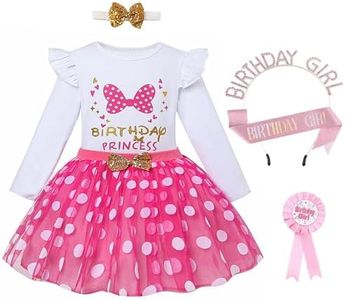 ATCTBOGFS Toddler Kids Baby Girls Birthday Princess Outfits Dress Vest Long Shirt Polka Dots Mesh Tulle Tutu Skirt Set 2PCS Birthday Party Outfit Autumn