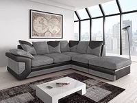 AMF'S NEW LARGE DINO CORNER SOFA JUMBO CORD GREY BLACK OR RIGHT(Grey Black right). Fire resistant as per British Standards, foam filled seats for comfort. (RIGHT ARM SIDE) (RW342)