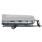 iCOVER Trailerable Pontoon Boat Cover, Fits 25ft to 28ft Long & Beam Width up to 102in Pontoon Boat with Storage Bag, Grey