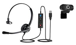 TruVoice Professional USB Headset and Webcam Bundle - Includes VoicePro 10 Single Ear USB Headset with NC Microphone and W830 HD 1080P Webcam