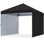 ABCCANOPY 3x3M Pop up Gazebo With Two Side Panels Upgraded Roller Bag, 4 Weight Bags, Stakes and Ropes (Black)