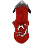 All Star Dogs New Jersey Devils Polar Fleece Hooded Dog Jacket, MED, Team Colors