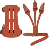 Toparchery Archery 2 Straps Arm Guard & 3 Finger Protective Gloves for Recurve Compound Long Bow Hunting Shooting Brown