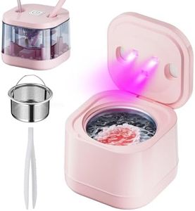 Motyeowe Ultrasonic Retainer Cleaner Machine, Ultrasonic UV Cleaner for Denture, Mouth Guard, Aligner, Toothbrush Head, Ultrasonic Jewelry Cleaner for All Dental Appliance (45kHz,200ml Pink)