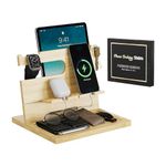 Semiocthome Wood Bedside Desk Organizer, Dad Present from Daughter or Son, Birthday Present for Husband Boyfriend, Mens Present, Present for Day of Graduation, Wooden Phone Docking Station Beige