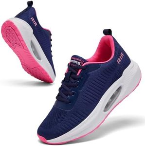 Running Shoes for Women Trainers Ladies Arch Support Memory Foam Plantar Fasciitis Orthopedic Shoes Air Cushion Lace Up Gym Sneakers Navy UK 6