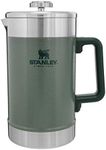 Stanley 10-02888-007 French Press 48oz with Double Vacuum Insulation, Stainless Steel Wide Mouth Coffee Press, Large Capacity, Ergonomic Handle, Dishwasher Safe, Hammertone Green