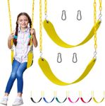 Jungle Gym Kingdom Swings for Outdoor Swing Set - Pack of 2 Swing Seat Replacement Kits with Heavy Duty Chains - Backyard Swingset Playground Accessories for Kids (Yellow)