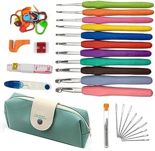 CAASFOOY Crochet Set, 35Pcs Soft Grip Handles Crochet Needles Kit, Crochet Hooks Sets for Beginners with Storage Case Knitting Tools Accessory for Knitting Yarn Lovers