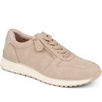 Pavers Women's Casual Trainers in Taupe with Wide D/E Fit - Comfortable Faux Leather Zip Shoes - Ladies Athletic Sports Footwear - Size UK 8 / EU 41