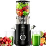 celiberry Cold Press Juicer Machines, 5.3” Large Feed Chute Slow Masticating Juicer for Whole Fruits & Vegetables, 300W Quiet Juice Extractor, Easy to Clean, Anti-Clog, No Drip, 99% High Juice Yield