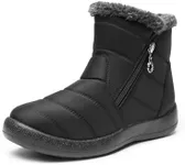 DREAM PAIRS Winter Boots for Women Warm Fur Lined with Zipper Flat Ankle Boots Comfortable Lightweight Outdoor Indoor Booties,Size 9,Black,SDSB2438W