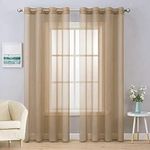 MIULEE 2 Panels Solid Color Taupe Brown Sheer Curtains Elegant Grommet Window Voile Panels/Drapes/Treatment for Bedroom Living Room (54X84 Inch)