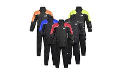 HWK Motorcycle Rain Suit for Men and Women, Two-Piece Waterproof Motorcycle Rain Gear with Reflective Rain Jacket and Rain Pants for Weatherproof All-Season Riding, Black, 2X-Large