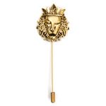 To The Nines Antique Golden Lion Crown Lapel Pin