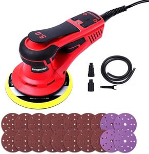 PioneerWorks Random Orbital Sander, Multi-Function Electric Orbital Sander 350W, 5-Speed & Low Vibration,5.0mm, 10000 RPM, 6-Inch for Woodworking, Polishing, Sanding,Carpentry, with 12 Sanding Discs