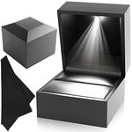 Dante's Engagement Ring Box – Luxury Ring Box with Light – Plush Velvet Wedding Ring Box – Automatic LED Light Ring Case – Premium Black Box – Ideal for Proposal, Anniversary