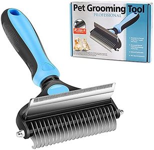 Qpets® Dog Brush Dogs Comb, 2 in 1 Deshedding Tool & Dematting Undercoat Rake for Mats & Tangles Removing, Dog Grooming Kit Deshedding Comb for Dogs, Great for Short to Long Hair Small Large Breed