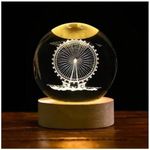 FOMQUAZLI 3D Galaxy Crystal Ball Night Lamp, Good Looking Crystal Ball Night Light, USB Table Colorful LED Wooden Crystal Ball for Home Decoration Best Gift for Any Occasion (Ferris Wheel)