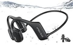 Bone Conduction Headphones Bluetooth 5.3, Swimming Headphones Built-in MP3 16G Memory, IP68 Waterproof Headphones, Wireless Earphones Underwater Headset for Swimming, Sports, Running, Cycling